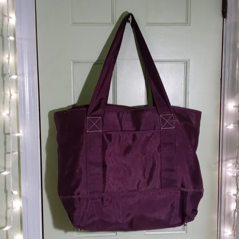 Women's Pottery Barn Kids chocolate brown zip top diaper tote 20